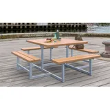 Picnic Sitzgruppe in 7 verschiedenen Varianten in drei Materialien in der Größe 200 x 200 x 73/45 cm in sechs Farben