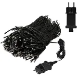 ECD Germany Fahnenmast Lichterkette 10 Stränge 8 Meter 360 LEDs Warmweiß IP44 Außen Beleuchtung mit Heringen und 10 Kabelbindern Schwarz