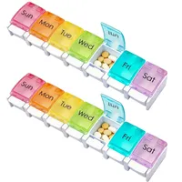 Medikamentenbox 7 Tage, Tablettenbox für eine Woche, Medikamentendose mit Drucktasten Zur Aufbewahrung von Medikamenten Vitaminen Und Nahrungsergänzungsmitteln, für Zuhause Büro Und Reisen