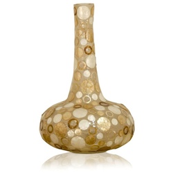 Casa Padrino Deko Vase aus Muschelschalen Ø 26 x H. 43 cm - Ringe & Punkte
