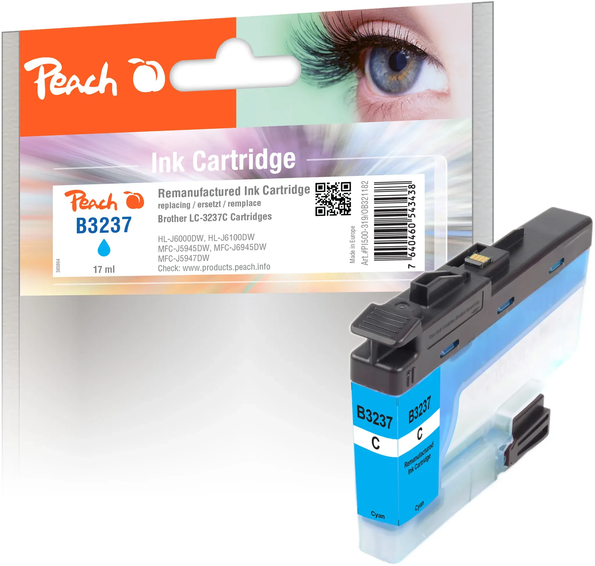 Peach Tintenpatrone cyan kompatibel zu Brother LC-3237C