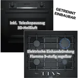 Bosch Backofen HBA534EB0 mit Gas-Kochfeld PPP6A6B90 - autark, 60 cm - Schwarz