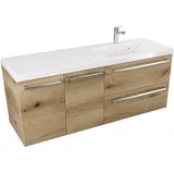 Furni Hängeschrank mit Waschbecken ATHD 120 cm DS Rechts - Eiche Evoke Coast Matt - Gebürstete Stahlgriffe