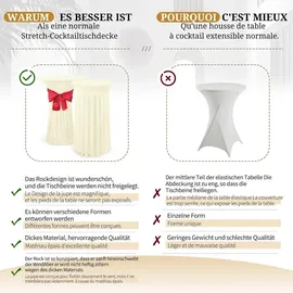 luxuskollektion 2er-Set Stretch Stehtisch-Husse Elfenbein Ø 80-85cm Spandex Tischdecke