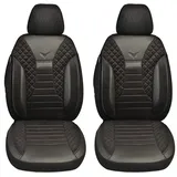 BREMER SITZBEZÜGE Maß Auto Schonbezüge kompatibel mit VW T5 Transporter Fahrer & Beifahrer Set ab 2003-2015 / Auto Schonbezug Velour Kunstleder Set 2er Pack in Schwarz (PS803)