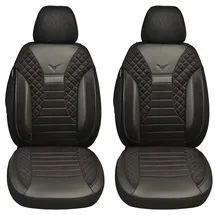 BREMER SITZBEZÜGE Maß Auto Schonbezüge kompatibel mit VW T5 Transporter Fahrer & Beifahrer Set ab 2003-2015 / Auto Schonbezug Velour Kunstleder Set 2er Pack in Schwarz (PS803)