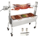 VEVOR Spanferkelgrill Lammgrill 117 cm, 41 kg Edelstahl Drehspieß 4-stufig höhenverstellbar, 50 W 2 in 1 BBQ-Rotisserie-Grill inkl. Gewürzdose & Reinigungsbürste & Griff Elektrogrill Beweglich