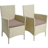 ESTEXO Polyrattan Gartenstuhl Set 2er Stuhlset Rattan Stuhl Garten Sessel Rattanstühle Balkonstühle Terrassenstühle Outdoor Stühle Balkonsessel (Beige)