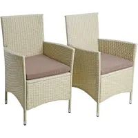 ESTEXO Polyrattan Gartenstuhl Set 2er Stuhlset Rattan Stuhl Garten Sessel Rattanstühle Balkonstühle Terrassenstühle Outdoor Stühle Balkonsessel (Beige)