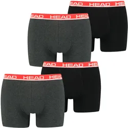 HEAD Herren Boxershort Basic Boxer 4er 6er 8er Multipack in S Grau / Rot 011