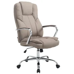 DELUKE® Bürostuhl JUBEL Stoff - 115x62x70, Taupe | Stoff | Metall in Chromoptik Gestell | ergonomische Bürostühle Homeoffice Stuhl mit Rollen