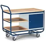 rollcart transportsysteme Montagewagen mit 3 Etagen und Stahlschrank, mit Feststeller