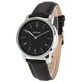 ZEIT-BAR Funk-Armbanduhr Damen, Metallgehäuse, Leder-Uhrband