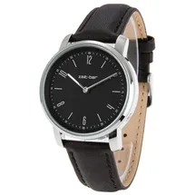 ZEIT-BAR Funk-Armbanduhr Damen, Metallgehäuse, Leder-Uhrband