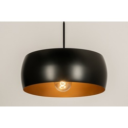 Pendelleuchte Modern Metall Schwarz Matt Gold Rund