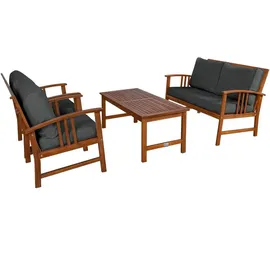 DEUBA Casaria® Gartenmöbel Set Atlas Holz Fsc®-zertifiziert wetterfest 300kg Belastbarkeit Tisch Sessel Auflagen Garten Terrasse Möbelset Akazie Anthrazit