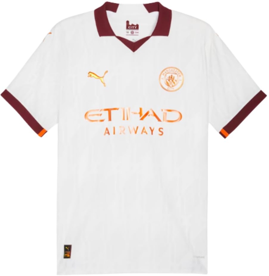 MCFC Manchester City FC 770448-02 Away Authentic Jersey T-Shirt Unisex White-AUBERGINE Größe XXL