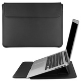 HoYiXi 15.6 Zoll Laptop Tasche PU Leder Hülle Leather Sleeve Kompatibel mit MacBook Pro 16 2021 & 2019 A2141/MacBook Pro 15/15.6'' ASUS Vivobook 15/Surface Laptop 3 Schutzhülle, schwarz