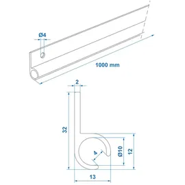 Preiswert & Gut Kederschiene 3er Set Kederleiste 100 cm Grau