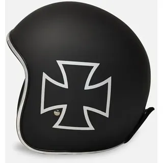 Jet Helm Biker Chopper Motorrad Jethelm Custom Biker Matt Schwarz (Chopper Matt Schwarz, L)