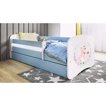 raumhirsch furniture Kinderbett mit Motiv Pferd 80 x 180 cm Holzwerkstoff blau