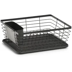 Geschirrständer ZELLER PRESENT, schwarz, H:14,5cm T:30,5cm, Metall, Geschirrständer, Metall, mit Besteck-Box u. Auffangmatte