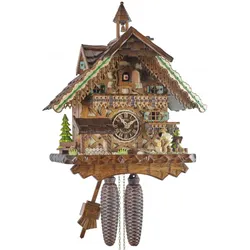 Engstler -Kuckucksuhr Schwarzwaldhaus mit Holzhacker 8-Tage Laufwerk 42cm- 3801/8