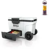 Ninja FrostVault Kühlbox mit Rollen und Isolierung, bietet Platz für bis zu 68 Dosen, Wolkenweiß, FB245EUWH + Ninja Blast Tragbarer Mixer/Blender/Smoothie Maker, 530ml Becher, Lila, BC151EUPR