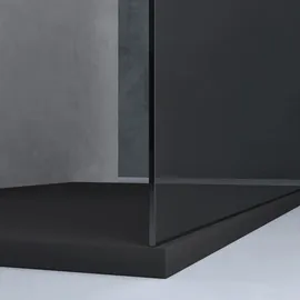 doporro Duschwand Duschtrennwand 100x200 Walk-In Dusche schwarz mit Doppel-Stabilisator aus Echtglas 10mm ESG-Sicherheitsglas Vollgrau