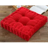 YUNZLAN Bodenkissen Kissen Platz Runde Meditation Kissen Kord Sitzkissen Dekorative Stuhl Kissen Pad Indoor Outdoor (Rot, Quadratisch,15.8×15.8Zoll/40×40cm)