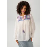 Aniston CASUAL Schlupfbluse mit aufwändig bestickter Passe und Spiegelverzierung goldfarben|orange|weiß 38 EU