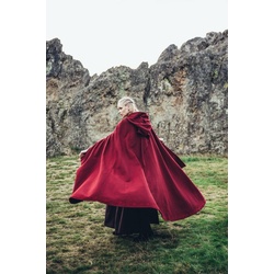 Leonardo Carbone Wikinger-Kostüm Mittelalter Umhang Wolle mit Stickerei Rot rot