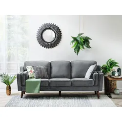 3-Sitzer Sofa Samtstoff dunkelgrau LOKKA