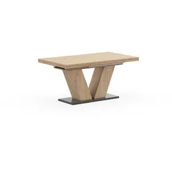 Esstisch MÄUSBACHER "Komfort Tisch TOPSELLER", braun (asteichefarben), B:160cm H:76cm T:90cm, Tische, Ausziehbarer Esstisch Esstisch, Mäusbacher Esstisch mit V Gestell und Bodenplatte. Breite 180-280