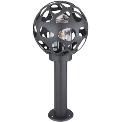 Stehlampe Sockelleuchte Außen Edelstahl Gartenlampe Kugel Aussen mit Strom, ALU Loch-Design anthrazit, 1x E27, DxH 20x 45 cm