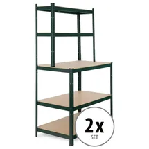 Stagecaptain Werkbank Regal 2-teilig Metall Holz grün