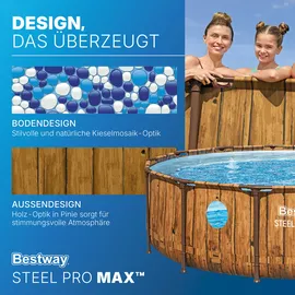 BESTWAY Steel Pro Max Frame Pool Set 427 x 107 cm holzoptik inkl. Filterpumpe + Zubehör