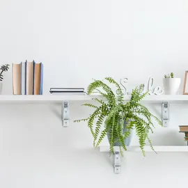 Relaxdays Regalträger 4er Set, klappbare Regalhalterung, für die Wand, Regalwinkel, Metall, HxBxT: 11 x 3 x 20 cm, weiß