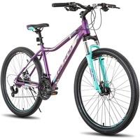 Hiland 26 Zoll Mountainbike für Frauen, 21-Gang mit Lock-Out-Federgabel, Dual-Scheibenbremsen, Aluminium-Rahmen MTB, Erwachsene Damen Damen Fahrrad Herrenfahrrad, Violett