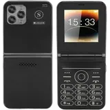 Annadue Klapphandy mit Großen Tasten für Senioren, Dual-Screen-Display, Große Ziffern, Kurzwahl, Lautsprecher, HD-Kamera, LED-Taschenlampe, 1400-mAh-Akku (Black)