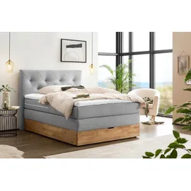 Belanoti MARBO Boxspringbett 140x200 mit Bettkasten 7-Zonen Taschenfederkern Matratze Topper Bett 140x200 Eiche Farbe Hellgrau H2/H3 Pol... - Hellgrau