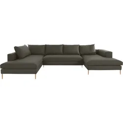 Wohnlandschaft OTTO PRODUCTS "Finnja, U-Form", grün, B:371cm H:83cm T:210cm, Struktur fein: aus recycleten PET-Flaschen (100% PES), Sofas, Wohnlandschaft