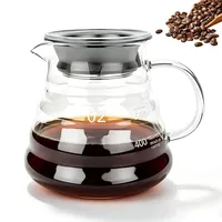 YYTECH 600ml Kaffeekanne Glas, Glas Karaffe, Kaffeekannen, Karaffe Mit Deckel, Glaskanne Mit Deckel, Transparente Glas Teekanne, Coffee Pot für Handfilterkaffee