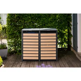 Westmann Mülltonnenbox für 2 Tonnen 2 x 240 l 132 x 80 x 116 cm anthrazit/holzoptik