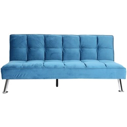 Sofa MCW-K21, Klappsofa Couch Schlafsofa, Nosagfederung Schlaffunktion Liegefläche 181x107cm ~ Samt, blau