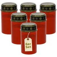 GarPet LED-Kerze 6er Grablichter LED Batteriebetrieben Set Grabkerzen Flackereffekt Rot