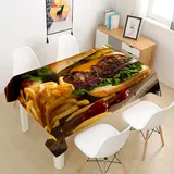 Oduo Tischdecke Wasserdicht Polyester Rechteckig, 3D Gourmet Bedruckte Tischdecke Pflegeleicht Fleckschutz Ölfest Abwaschbar Outdoor Garten Deko Farbe & Größe Wählbar (Burger Set,60x60cm)