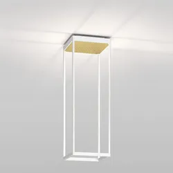 serien lighting Reflex2 S 600 Deckenleuchte weiß | DALI dimmbar (für 5-adrige Netzleitung) | Reflektor Pyramidenstruktur gold | warmweiß (3000 K)