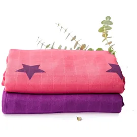 divata bunte Mullwindeln 2er Set - (Sterne, Beere) farbige Mulltücher, Spiel-tücher, Baby Spucktücher aus 100% Baumwolle, Oeko-Tex-Zertifiziert, 80x80 cm