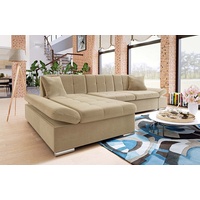 MIRJAN24 Ecksofa Malwi Premium, mit Schlaffunktion und Bettkasten, mit Regulierbare Armlehnen, L-Form beige